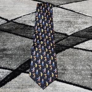 VINTAGE UMBERTO BOSSI ROMA MILANO GOLF THEMED SILK NECK TIE